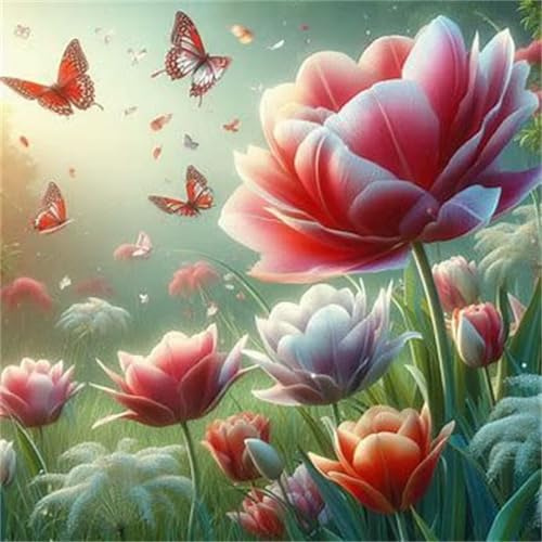 Puzzle 300 Pezzi Fiori rossi da prato, Impossible puzzle Per Adulti 300 pezzi, DIY Puzzles Colorato 35x35cm, Rompicapo adulti E Ragazzi, Gioco Giocattolo per la Famiglia