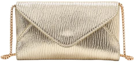 ZMDB Metallische Klein Umhängetasche Damen, Handytasche zum Umhängen aus PU Leder, Elegante Clutch mit Metallkette, Umschlagtasche für Party Hochzeit Urlaub Reisen