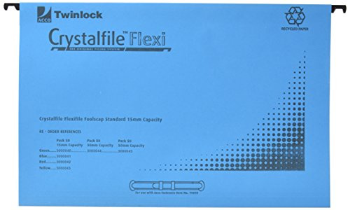 Rexel CrystalFile FlexiFile Hängemappen Manila V-förmiger Boden Folio-Format 50 Stück blau