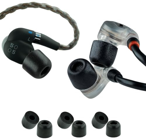 Comply T-500 Isolation 3 Coppie di Cuscinetti per Auricolari - Taglia Media (M) - Nero