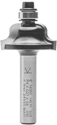 ENT 14960 Römischer Profilfräser HW, Schaft (S) 8 mm, Durchmesser (D) 27 mm, NL 11,9 mm, R 4 mm, SL 32 mm, mit Kugellager