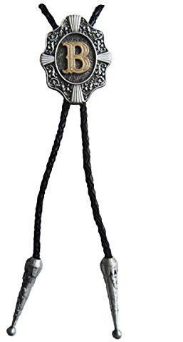 Piratenladen Western Bolo Tie mit Buchstabe B, 24 ct Goldauflage, Bolotie