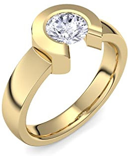 Gold Ring Verlobungsringe Gold (Silber 925 vergoldet) von AMOONIC mit Zirkonia Stein +LUXUSETUI! Goldring Gelbgold Ring Zirkonia wie Diamant Geschenk Ringe Verlobung TS01VGGGZIFA50