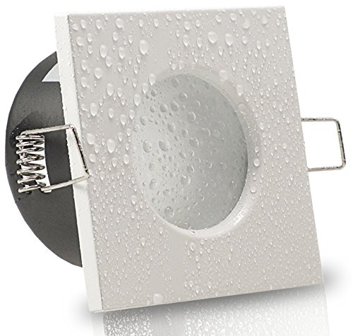 trendlights24 Aqua Base IP65 Decken Einbauleuchten Bad eckig - 5er Set 230V LED 5,0W Kaltweiß - Weiß - Einbaustrahler für Feuchtraum & außen