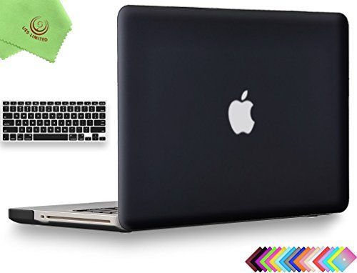UESWILL 2in1 Smooth Soft-Touch Matte Hard Shell Case with Silicone Keyboard Cover Compatible with MacBook Pro 15 inch with CD-ROM (Non-Retina) (Model A1286) + Microfibre Cleaning Cloth, Black