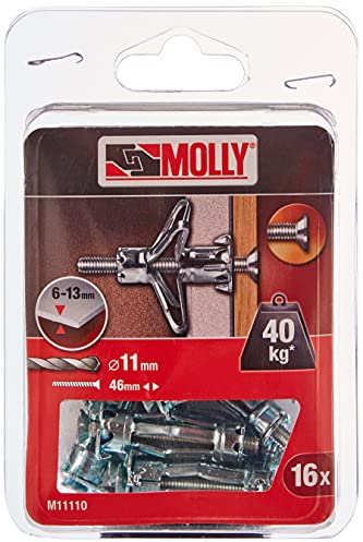 Molly m11110-xj tasselli metallici a espansione con vite M5 Ø 5 x 36 mm, Grigio, Set di 16 pezzi