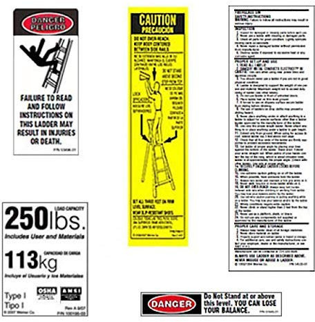 Werner 250 LB Fiberglass Step Ladder Label Kits (Pack of 6)