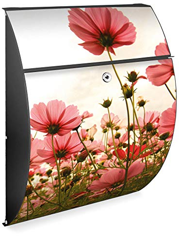 banjado Design Briefkasten - Modell Riviera 46x33,5x13cm groß - verzinkter Stahl anthrazit - Postkasten Öffnungsstopp großer A4 Einwurf Zylinderschloss 2 Schlüssel - Motiv Schmuckkörbchen