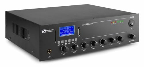Power Dynamics PPA50-100 Volt Verstärker mit Bluetooth, USB, SD, MP3-Player, max 50 Watt, 100V Verstärker, 1 Zone, Bluetooth Verstärker für kleine Soundinstallationen, Beschallungsverstärker | Bluetooth, USB und SD integriert, Fernbedienung, Equalizer, unterstützt 12 V Stromversorgung.