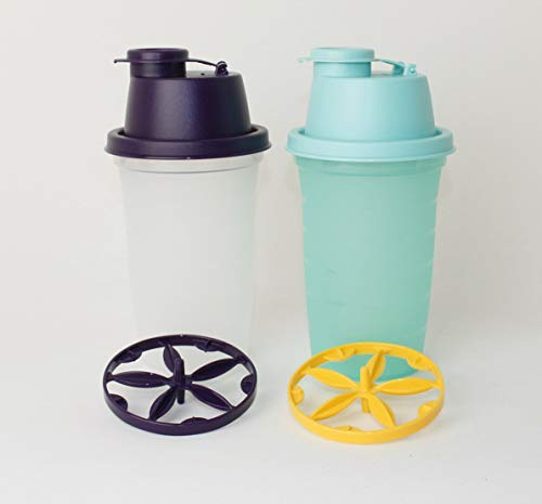 TUPPERWARE TW Shaker Shaky Backen Mix-Fix 1x 250ml Violett + 1x 250ml Türkis Shake-It Messbecher - Mixbecher Shaky