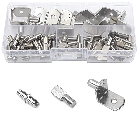 YIXISI 55 Stücke 3 Styles Bodenträger Regalbodenträger, Edelstahl Regalträger Stützen ​Regal Stützstifte Regalbodenstifte, für Küchenschrank Bücherregalmöbel, 5 mm, 6 mm