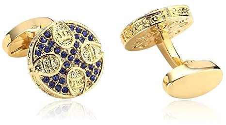 Skcess Hemd Manschettenknöpfe Herren Goldblau, Manschettenknöpfe Herren Runden Hemd-Manschettenknöpfe Rostfreier Stahl Geschenke für Herren Und Damen