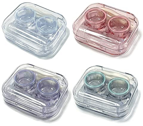 Howinn Contact Lens Case, Travel Size Flip Top Cute Contact Lenses Applicator Remover Tool Kit with Solution Bottle for Daily Outdoor (4 Pack)