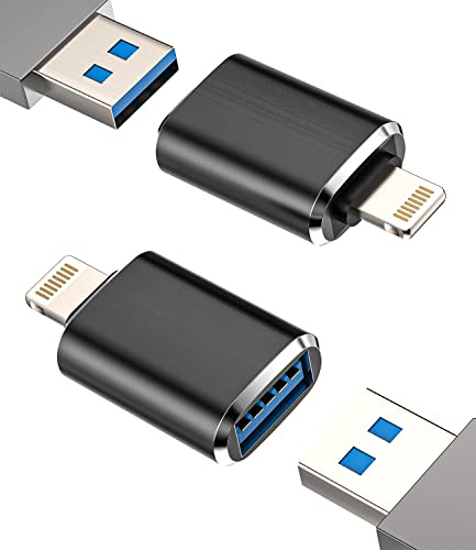 for iPhone OTG Adapter Lightning Male to USB Female Dongle(2Pack) for 14 13 12 11 Pro Max Xr X Xs Se 7 8Plus for iPad Air Camera Card Reader USB Flash Drive U Disk Mouse Keyboard Hub Piano Converter