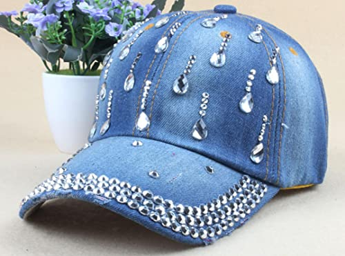 Baseball Cap Damen Basecap Kappe Herren Unisex Mütze Hut Baseballkappe Mode Freizeit Frau Kappe Neue Denim Hip Hop Caps Mit Wassertropfen Strass Vintage Jean Baumwolle N Für Männer 3