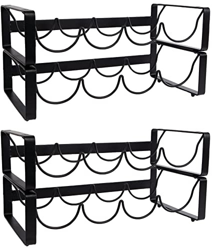 Novaliv Flaschenregal für 16 Flaschen Weinregal stapelbar Metall schwarz 11x40x20 Weinflaschenregal Weinhalter Weinregal klein Weinständer Getränke Regal Flaschenregal stapelbar Flaschenregale