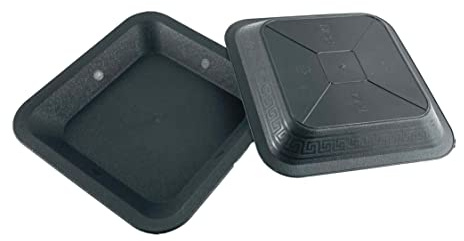 IVORYS-GARDEN 1 x Untersetzer viereckig schwarz für Pflanztöpfe 21 x 21 cm mit Muster für Innen- und Außen