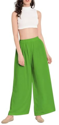 Prime fashions Vanliga utsvängda palazzo-byxor för kvinnor, säckiga, breda ben, utsvängda byxor, Jet Green, 42/44 SE