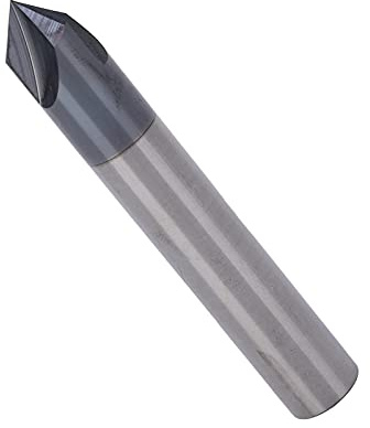 Fraise en Bout de Chanfrein 3 Cannelures 90 ° en Acier au Tungstène Fraise CNC Outil de Sculpture de Polissage pour Aluminium Cuivre, Moulins à Chanfrein (D12*90°*75L)