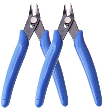 2 Pcs Micro Wire Cutters with Spring Small Side Cutter Mini Flush Cutters Wire Snips Set for Cable Ties Coil Making DIY Craft Jewelry Blue