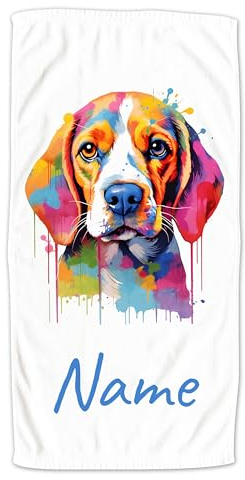 GRAZDesign Handtuch Hund mit Namen personalisiert Beagle für Kinder & Erwachsende, Badetuch Saunatuch in Zwei Größen - 100x50cm