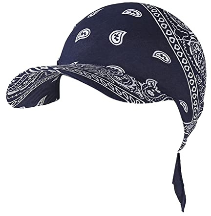 Damen Kopftuch Schal Cap Mützen für Haarausfall mit Schirm Bandana Cap Sommer Faltender Retro Stil Sonne-Hut Visier Kappe Anti-UV für Golf Tennis Baseball Hut Marine Einheitsgröße