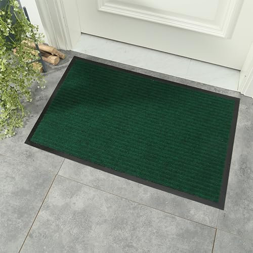Wlian Dirt Trapper Door Mat Indoor & Outdoor - Muddy Doormats Low Profile Machine Washable - Dog Mat Soft Absorbent for Front Back Door, Entry, Hallway, Bathroom, Green, 60 x 90cm