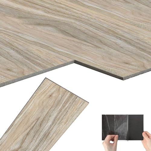 Suusolny Lot de 36 revêtements de sol en vinyle en PVC - 5 m² - Autocollant - Aspect bois - Carreaux décoratifs imperméables et antidérapants - Chêne taupe