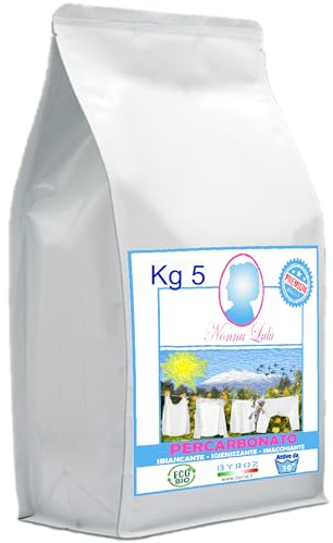 BYROZ Percarbonato di Sodio Puro - Sbiancante e Igienizzante Naturale ideale come detersivo lavatrice, Attivo già a 30°. Percarbonato di sodio sbiancante per Casa e Bucato - Busta da 5 kg