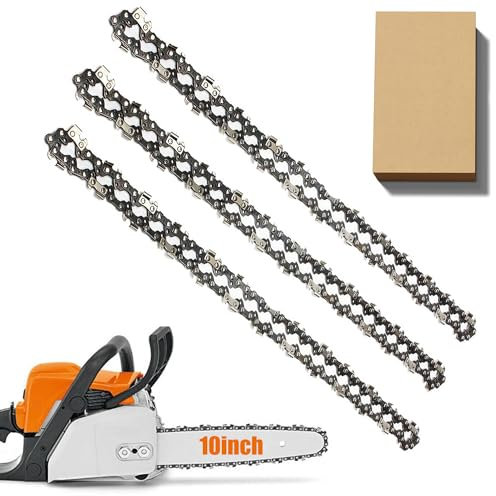 3 Pack Chainsaw Chain for 10 Inch (25cm) Bar, 40 Drive Links, 3/8 LP .050 Gauge, Replacement Chain fits for Bosch, Black & Decker, Makita, Ryobi and More Other Chainsaws