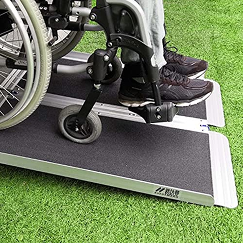 Übergangsrampen Rampe, Aluminium-Bordsteinrampe für Rollstühle, klappbare Rampen mit Griff und Schmirgeloberfläche, langlebige Übergangsstufen für Roller, Fahrräder, Skateboards (Größe: 120