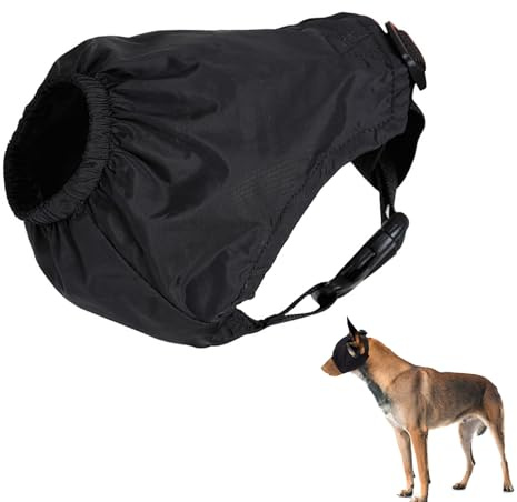 Dog Calming Cap Eye Mask, Nylon Cap Eye Mask for Dog Anxiety Relief, Puppy Pet Calming Dog Mask with Adjustable Neck Strap, for Small Medium Large Dogs Grooming Anti Car Sickness,Shading Black (S)