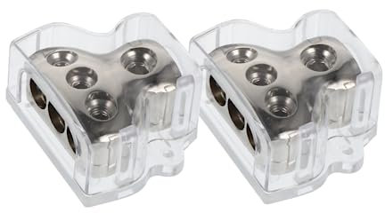Angoily 2stücke Verteilerblock Erdungsverteiler Audio-Splitter Verteiler Auto-Audio- -Verteilerblock Korrosionsbeständige Beschichtung Massive Zinklegierung