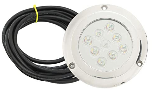 Locadence DC 12~24V Boots Marine Unterwasserleuchten, Wasserdichter Edelstahl 9LED Runde Unterwasser Bootsleuchten mit 9,84 Fuß Langem Kabel, Meerwasser Heckkuppel Schwimmbadlampe (RGBW)