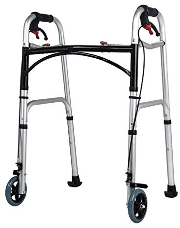 Rollator Walker für Senioren – zusammenklappbarer Reise-Lauflernwagen mit Rädern und Handbremse, höhenverstellbares Aluminium-Gehgestell – kompakt und tragbar