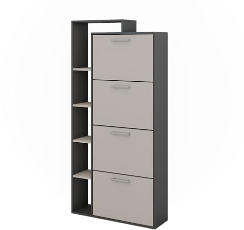 Vicco Schuhkipper Orlando, Anthrazit/Greige, 80 x 166.1 cm mit 4 Fächern