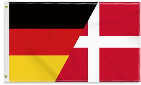 Große 90×150 CM Deutschland Dänemark Flagge, großes 150D Deutsch Dänisch Freundschafts banner,Strapazierfähige Deutschlandfahne Doube-Seitendruck Dekor Messingösen large Denmark