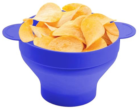 Sghtil Cuencos reutilizables para palomitas de maíz, silicona para microondas, palomitas de maíz, cuencos de silicona resistentes al calor, aptos para lavavajillas, contenedores de alimentos plegables