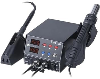 Station De Soudage SMD 800W, Pistolet Thermique 3 En 1 À Chaleur Rapide, Interface USB, Affichage LED, Fer À Souder, Station De Soudage De Reprise BGA 8206 ,RéSistant Aux Hautes TempéRatures(Sliver)