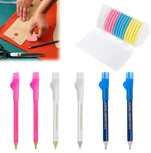 Musiook 26 PCS Fabric Chalk, Tailors Chalk Pencil, Sewing Chalks for Marking Fabric of 4 Colours, Dressmakers Chalks, Quilting, Handicrafts Essential Dressmaking Accessories & Crafting Tool