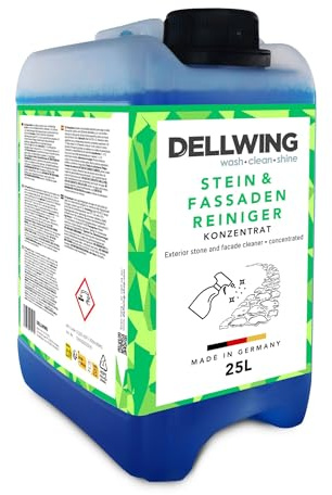 Dellwing Stein- und Fassadenreiniger 25 l, Grünbelagentferner für Fassaden, Putz, Hauswände und Steinen, Konzentrat, Made in Germany
