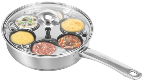 Pocheuse à œufs 6 tasses – Poêle à œufs pochés en acier inoxydable avec couvercle en verre et poignée – Casserole uniforme de chauffage et d'isolation thermique pour la cuisine