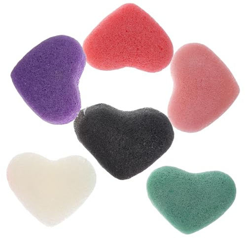 CLISPEED 6 Piezas Algodón Limpiador Esponja Forma De Corazón Para Lavar La Cara Esponjas Limpiadoras Cara