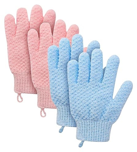 MOTHNUR 4 Stück Teiliges Duschhandschuhe zur Körperreinigung Sanftes Peeling gegen Abgestorbene Haut Effektive Porenreinigung Geeignet für Hauttypen Praktische Tiefenreinigung von Hals