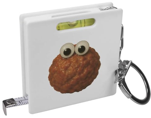 Azeeda 'Funny Meatball' Keyring Tape Measure (KM00047590) | Mini Measuring Tool / Spirit Level for DIY, Work, Bags and Keys