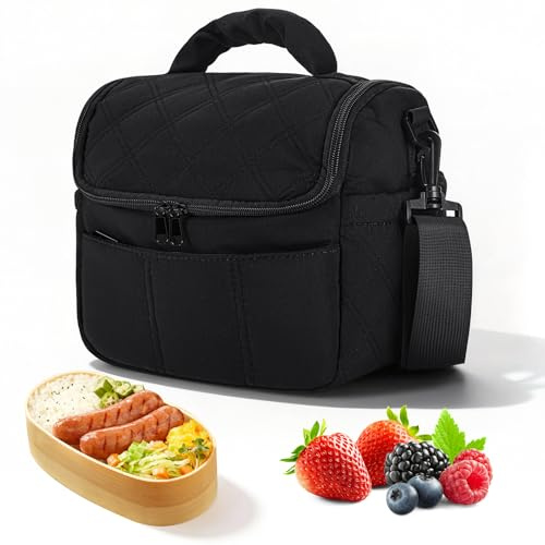 TranRantic Kleine Isolierte Kühltasche Lunchtasche für Damen Schwarz