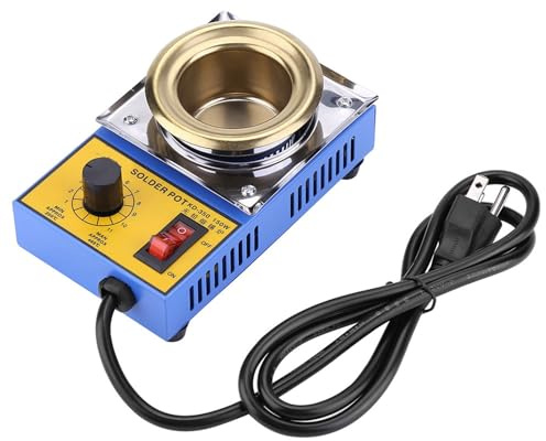 150W Solder Pot, 500g Capactity Soldering Melting Pot 50mm with 110V US Plug, 200 to 450℃ Soldering Desoldering Bath Plate for Transformer, Coil Pin Tin Plating