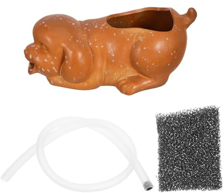 Homoyoyo Fontana a Cascata in Ceramica a Forma di Cane per Acquario e Laghetto da Giardino Decorazione per Fontana Interna ed Esterna Supporto per Piante Verdi e Microecosistema