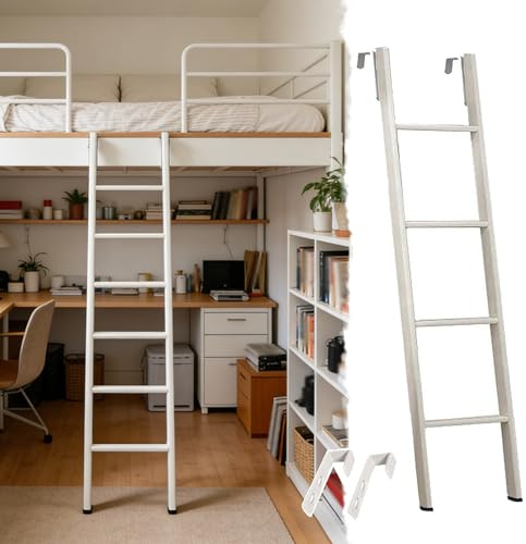 Scaletta Letto a Castello Scaletta per Letto Singolo per Soppalco, 116/130/140/150/160/170/180/185cm Scala per Letto A Castello per Camper con Piedini Antiscivolo Gancio, Scale Laterali(116cm/45)