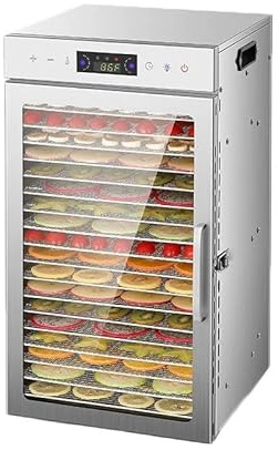 Deshidratador De Alimentos 400/800w, 6-18 Bandejas Inox, Temperatura 30-90°c, Temporizador Programable 24h, Pantalla LED, Secado Para Carne, Frutas, Verduras Y Hierbas Aromáticas(18 floors)